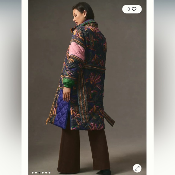 Anthropologie NWT Farm Rio Graphic Quilted Reversible Coat Size M. - Picture 3 of 11
